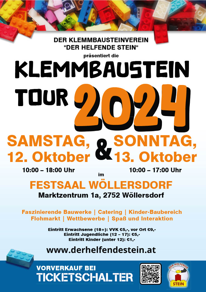 Flyer zur Klemmbaustein Ausstellung in Woellersdorf